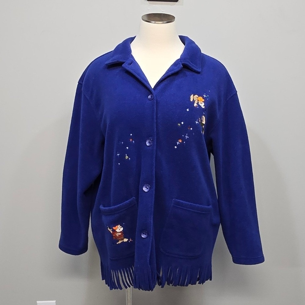 Vintage Disney Store Jacket Plus Size 3X Seven Dwarfs Fringe Fleece Embroidered